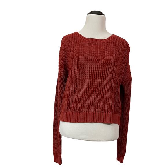 Aeropostale Chunky Knit Cropped Sweater - Rust - Medium - Picture 1 of 11